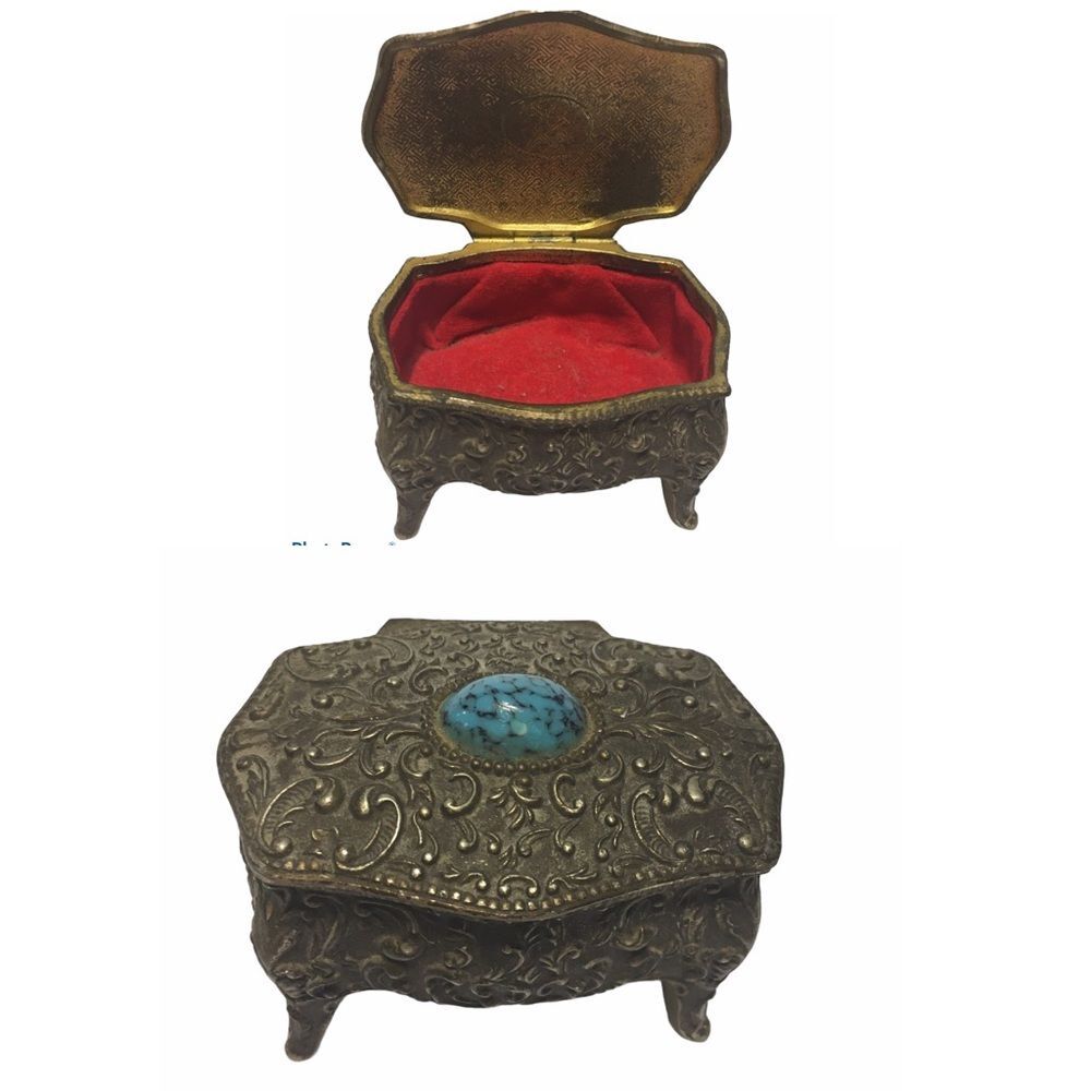 Art Nouveau Footed Silver Navajo Trinket Box
